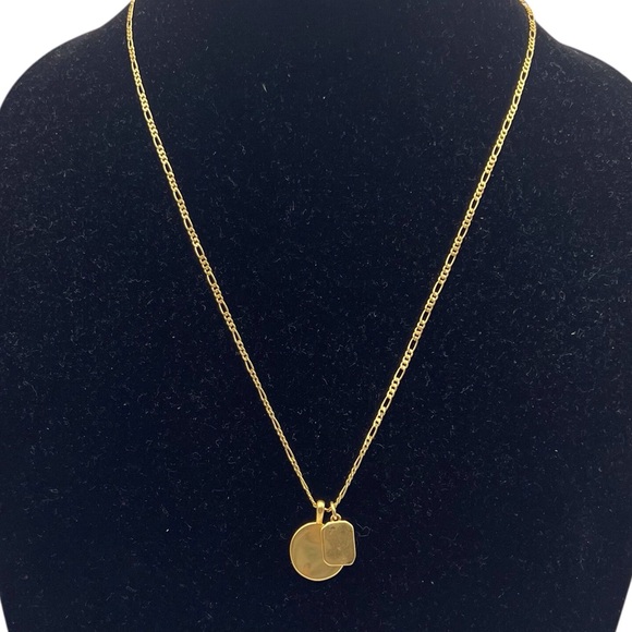 Madewell Gold Tone Charm Necklace Circle Square Basic Preppy Minimalist Neutral - Picture 2 of 9